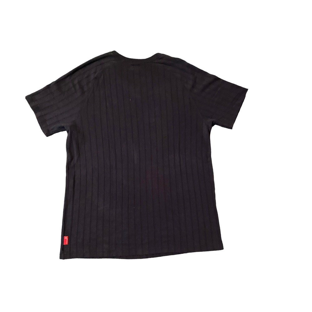 Guess Mens Large Black Ribbed V-Neck Raglan Short Sleeve T-Shirt Knit Top - Picture 10 of 12
